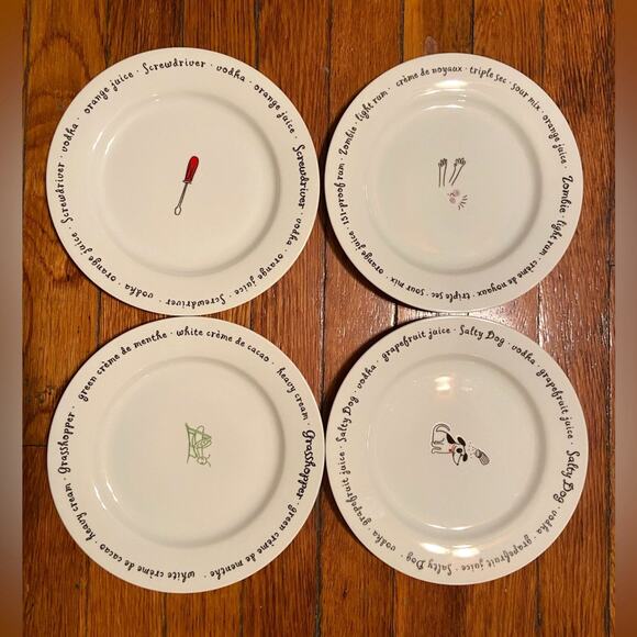 POTTERY BARN ‘Bar Lingo’ Appetizer Plates (set of 4) - Picture 2 of 7
